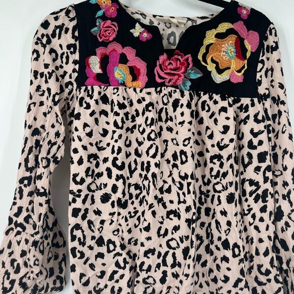 Savanna Jane Leopard Print Floral Embroidered Blouse - Picture 2 of 5
